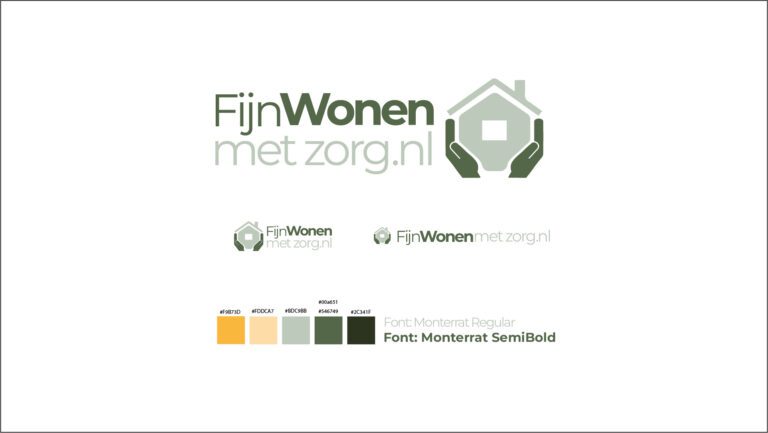 logo fijnwonenmetzorg.nl huis handen zorg groen