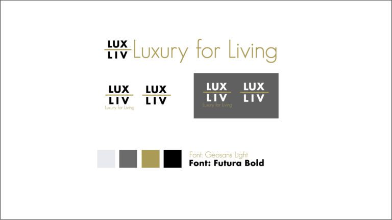 logo luxuryforliving goud en zwart minimalist